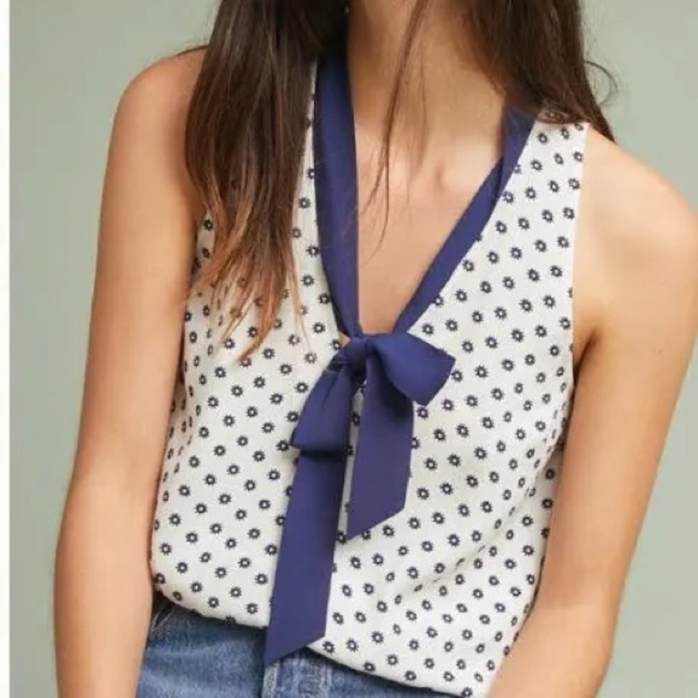 Anthropologie blue printed sleeveless top 4